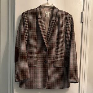 Orvis size 10 wool check plaid blazer with elbow patches.